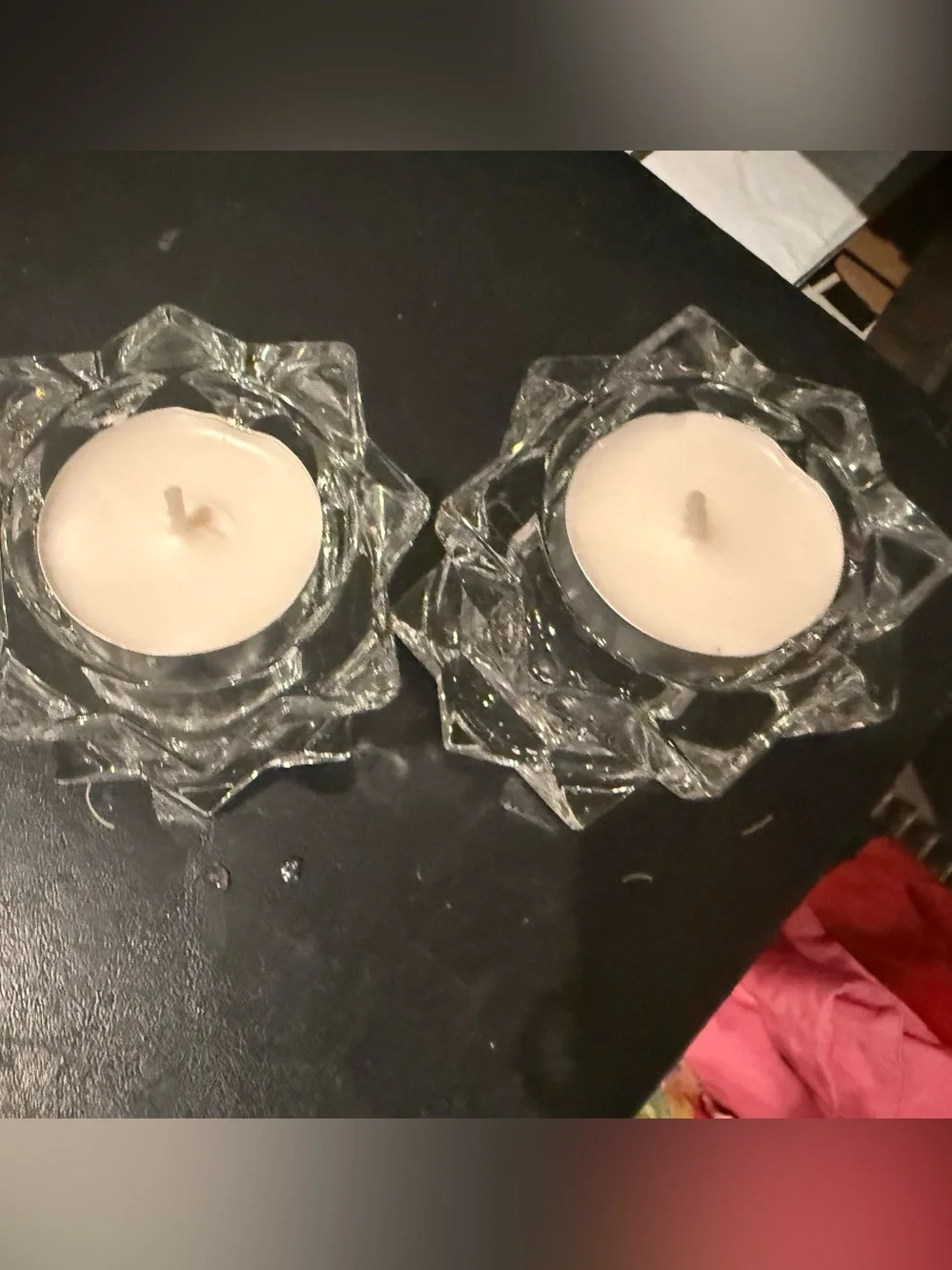 Clear Glass Tealight Candle Holders - Set of 2